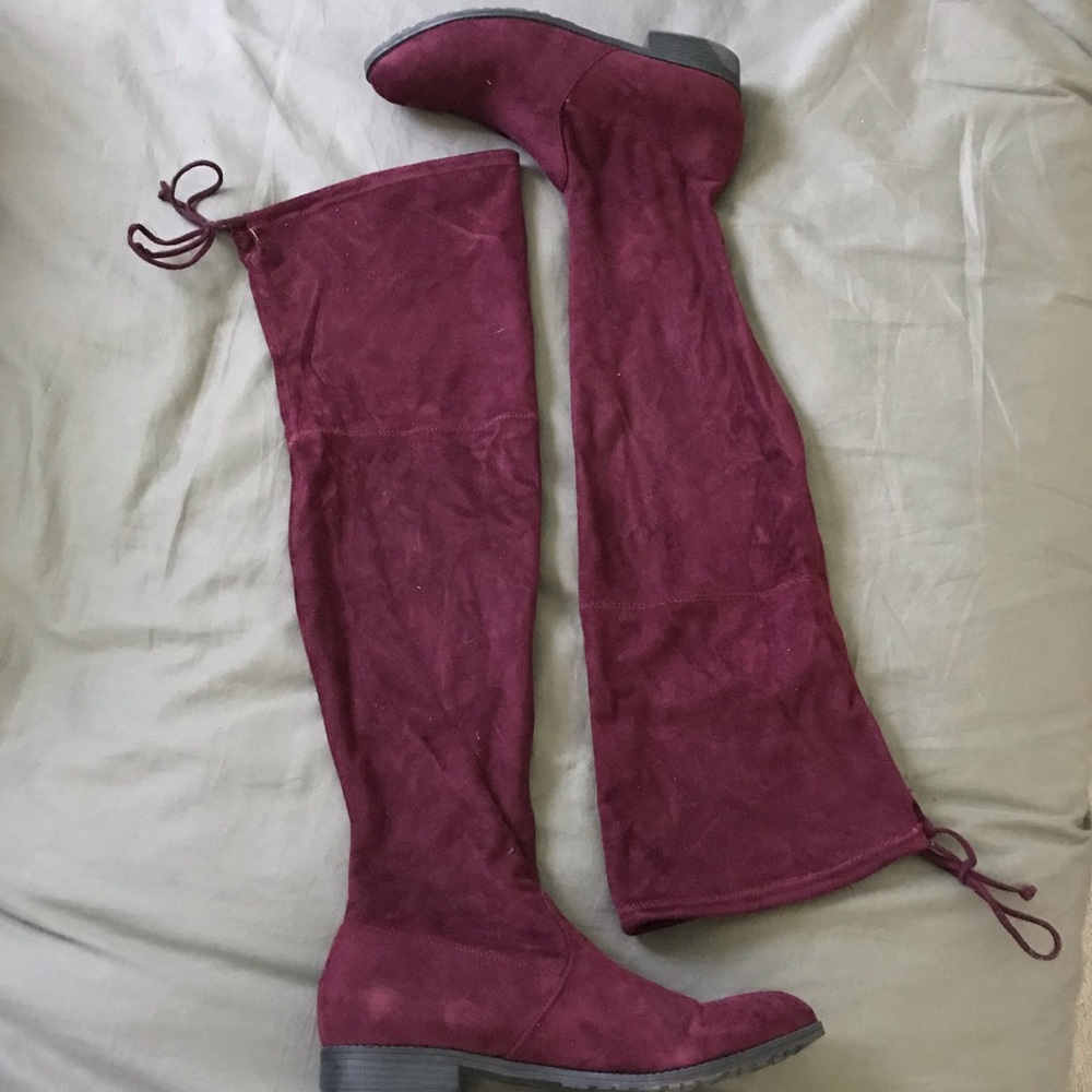 Thigh hi burgundy boots